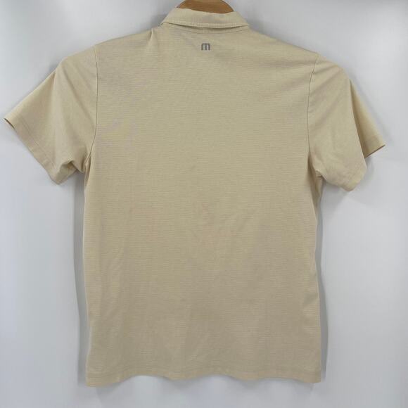 Travis Mathew Large Yellow Gray Striped Short Sleeve Golf Polo Shirt - Picture 5 of 5